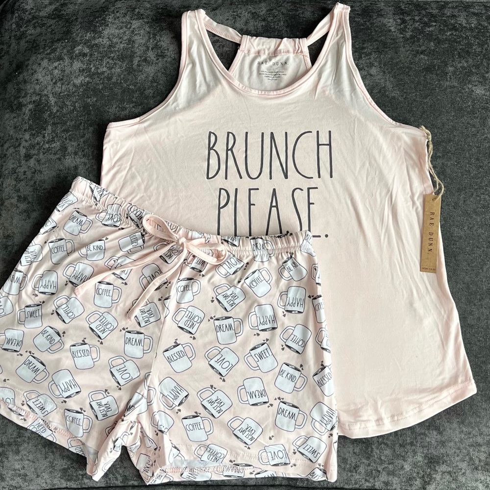 NWT Rae Dunn ‘Brunch Please’ Pajama Short Set